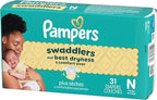 Pampers Baby Diapers - Swaddlers - Size 0, 31 Count, Ultra Absorbent Disposable Newborn Diaper
