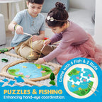 Tiny Land 110PCS Wooden Train Set – Toy Train with Tracks for Kids Ages 3-7, Compatible with Major Brands, Ideal Railway Playset for Boys and Girls, Great Birthday