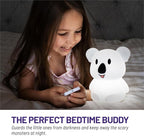 Lumipets Remote Control Silicone Night Light for Kids - Koala Design with 9 Soft Colors & Sleep Timer - Rechargeable, Battery-Operated Lamp for Bedroom | Baby Nursery, Toddler, Girls, Boys