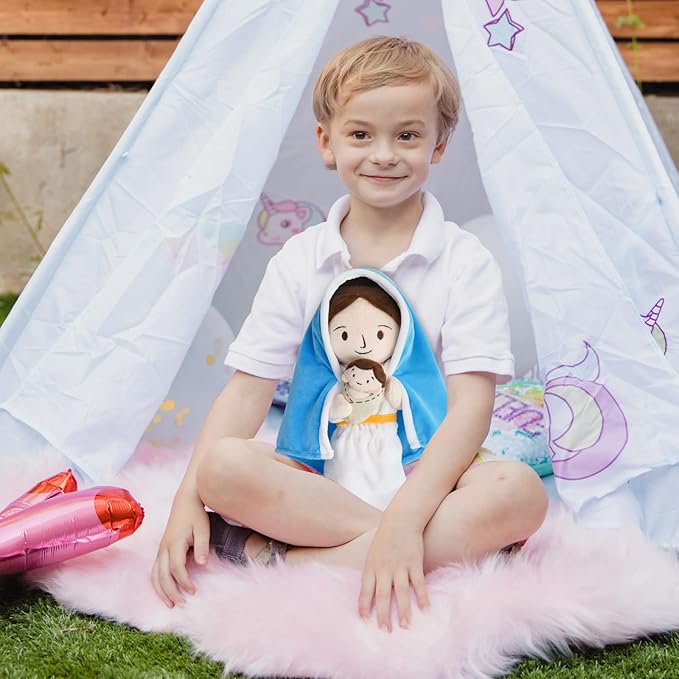 Jesus Plush Doll Guardian Mary Stuffed Baptism plushie Savior Toy for Church Sunday School Religious Easter