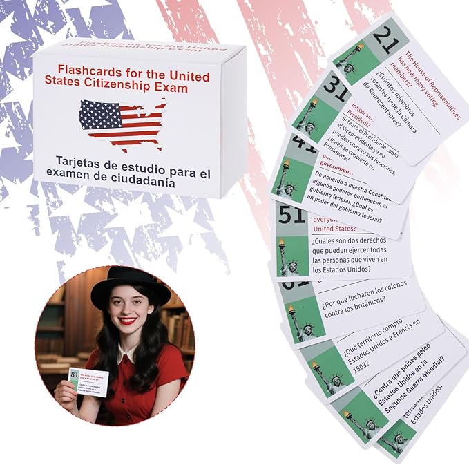 US Citizenship Test Study Guide 2025 with Bilingual Booklet-English/Spanish,US Citizenship Flash Cards 2025,US Civics Test Flash Bilingual Flash Cards Combo Set,100 Uscis Questions Answers Flashcards
