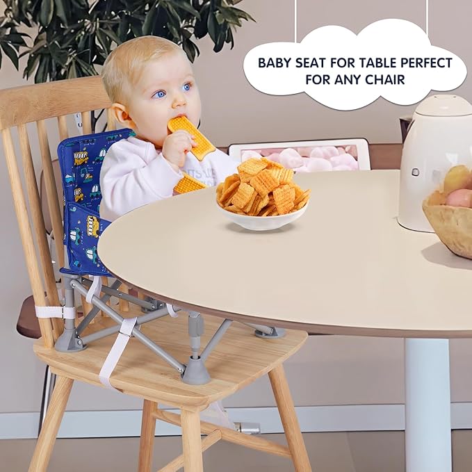 Portable Booster Seat, Toddler Baby Seat with Tray for Dining Table Compact Floor Chair for Camping Lawn Beach Babies Travel 6-36 Months