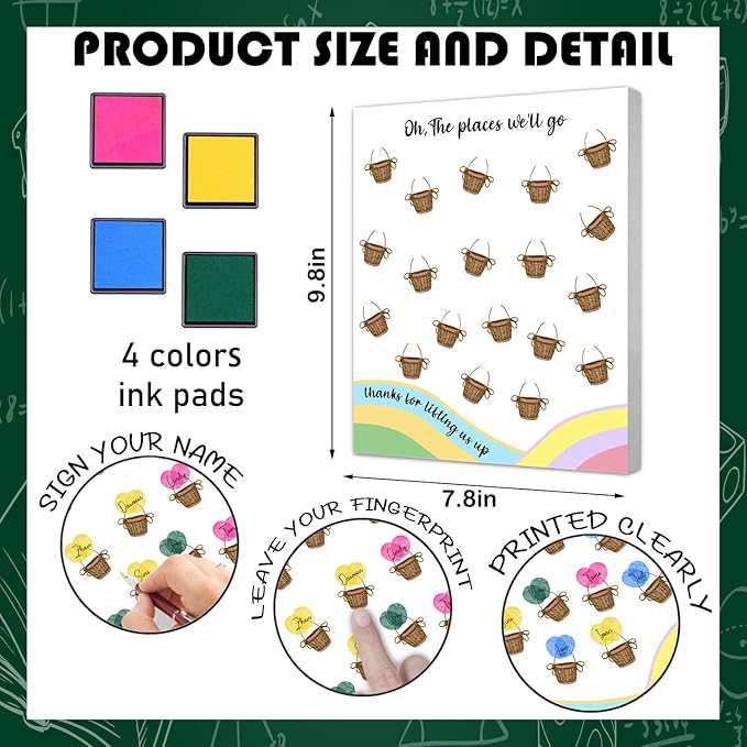 SHLINCO Teachers' Day Thank You Gifts, Suitable for Kindergarten, Primary and Middle School Classroom Souvenirs, Fingerprint Art Canvas DIY, Year-End Gifts for Class Teachers