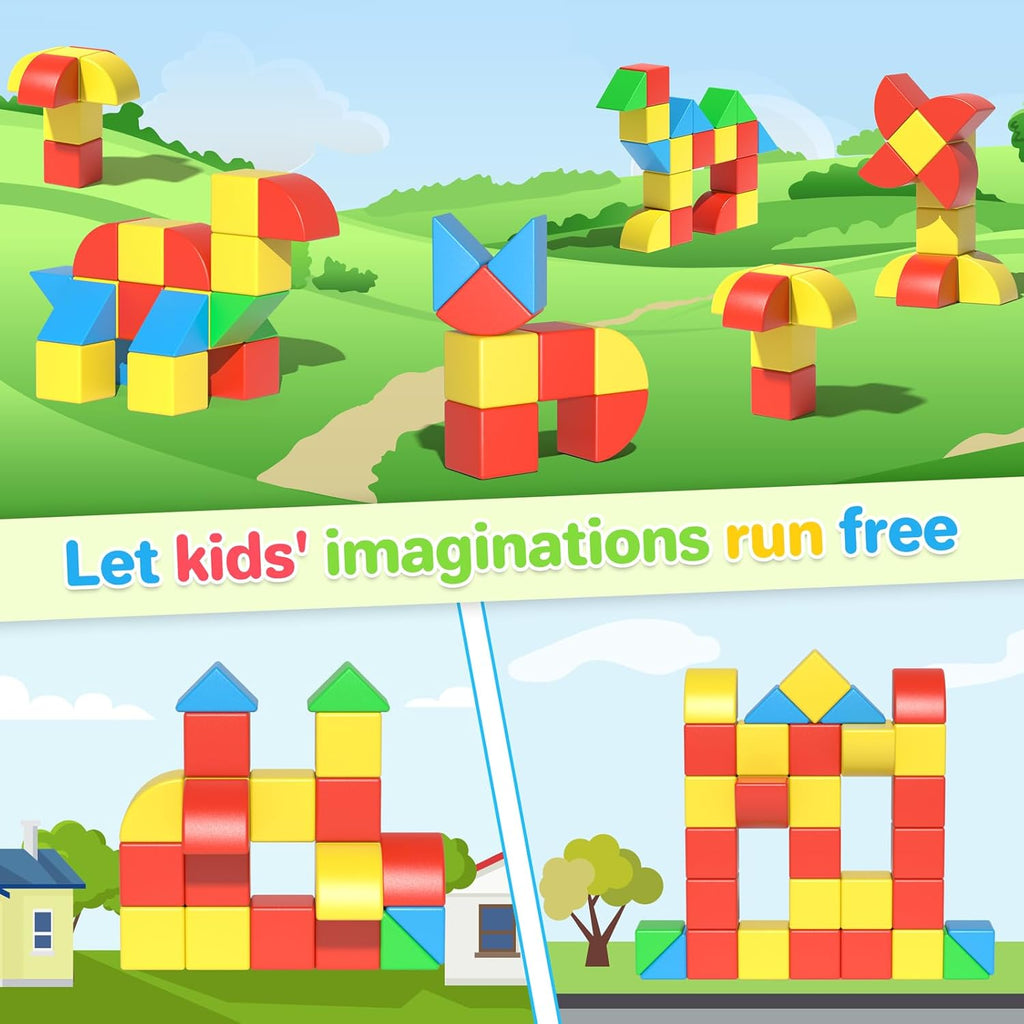 Magnetic Blocks Toddler Toys Educational Sensory Construction Magnet Building 1.34in Cubes Toy for Creative 3D STEM Learning, Montessori Gift for Ages 3+ Year Old Boys Girls Kids
