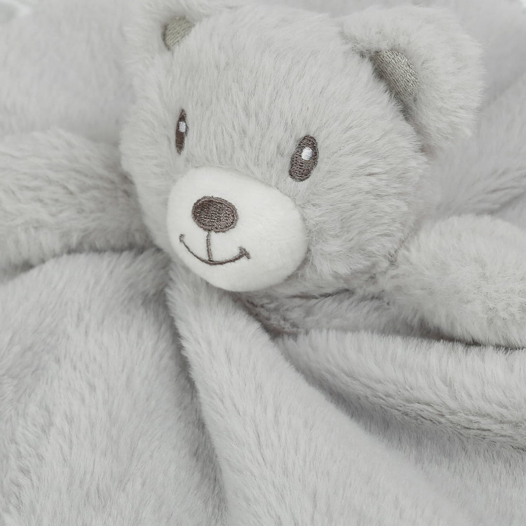 Bear Security Blanket Soft Minky Baby Lovey Animal Plush Blanket Unisex Lovie Gift for Toddler, Boys and Girls, 13.5 Inch (Grey)
