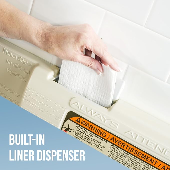 Foundations Classic Horizontal Wall-Mounted Baby Changing Station for Commercial Restrooms, Includes One Handed Adjustable Safety Strap & Liner Dispenser, Cream (5210089)