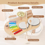 Promise Babe Wooden Musical Instruments for Toddlers 1-3, Percussion Instruments for Kids Baby Drum Set Xylophone, Montessori Educational Musical Toys, Gifts for Girls Boys Ages 3+