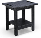 HDPE Shower Bench Seat Capacity 300LB, Waterproof Bathroom Stool with Side Carry Holes, Compact 16.8" L Design, Non-Slip Shower Seat for Elderly, Shaving Legs & Spa - Indoor/Outdoor Use(Black)