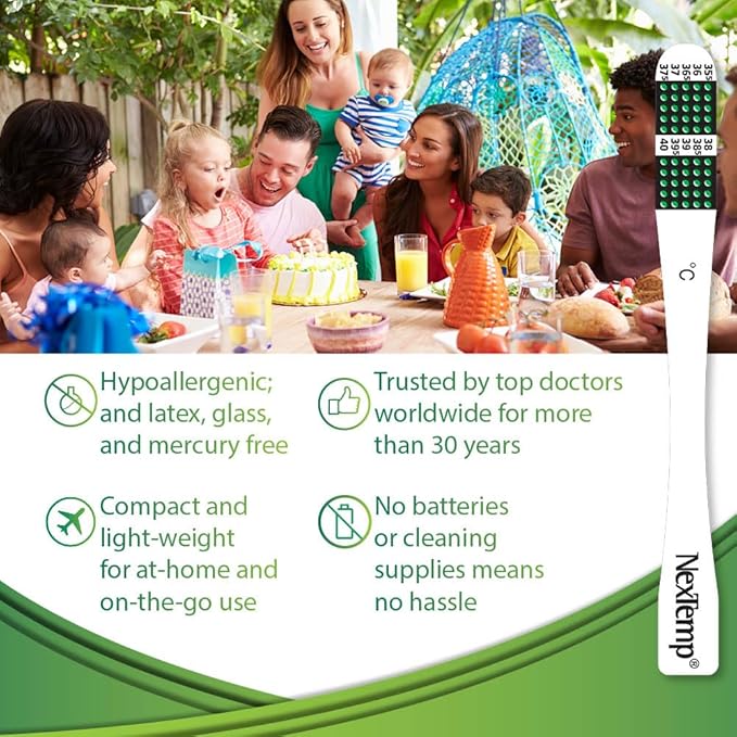 NexTemp® Single-Use Thermometers: Individually Wrapped, Disposable, Providing Superior Accuracy and Maximum Infection Control. Perfect for Work, Schools, First-Aid, Home, and Travel, Celsius, 100-Pack