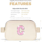 Fanny Pack Belt Bag Crossbody Bags with Initials Letter Patch Trendy Stuff for Teens Cute Stuff Birthday Gifts for Teenager Girls | Khaki,Initial C