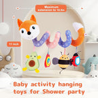 Koty Car Seat Toys, Infant Baby Spiral Plush Activity Hanging Toy for Stroller Bar Pram Crib with Music Box BB Squeaker & Rattles(Orange Fox)