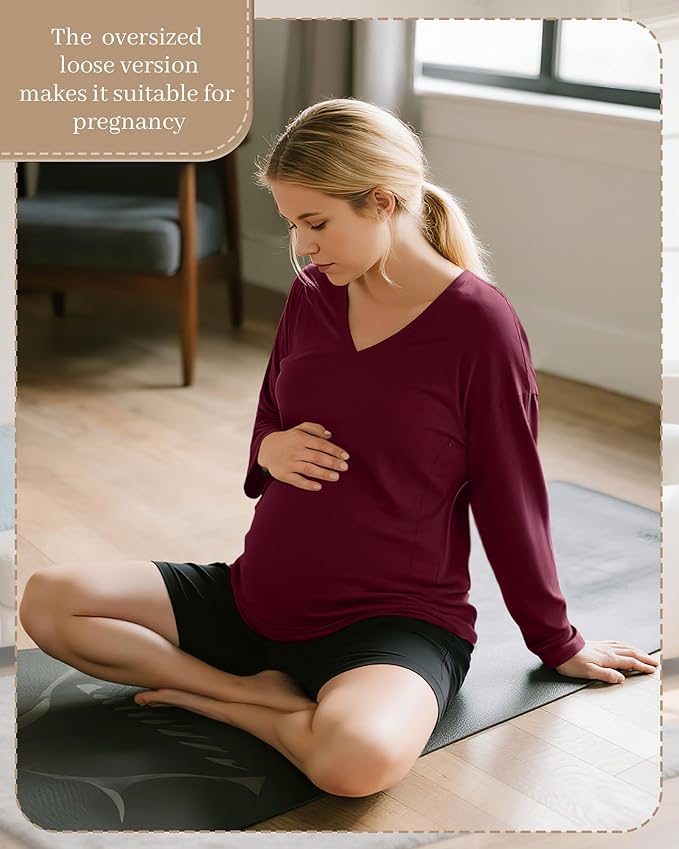 3 Pack Women's Oversize Nursing Shirts for Breastfeeding with Hidden Zippers Loose Fit Long Sleeve Maternity Tops