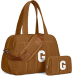 Girly Gift for Women-Duffle Bag with Letter, Carry On Bags for Women，Overnight Bag with Wet Pocket，Lightweight Travel Bags Personalized Gym Tote with Makeup Pouch