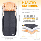 Orzbow Stroller Footmuff Universal | Faux Wool Baby Bunting Bag | Warm, Weather-proof, Adjustable Buckles | Winter Stroller Blanket Cover | Baby Sleeping Bag for Cold Weather Accessories, Dark Grey