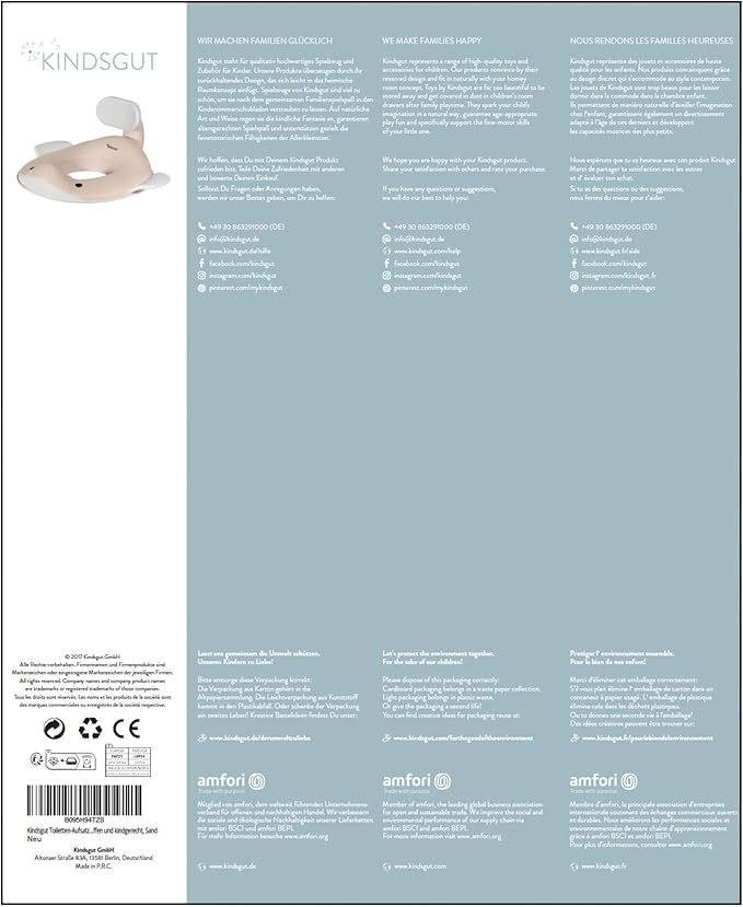 Kindsgut Potty Training Seat in whale design, designed in Germany, suitable for all toilet shapes non-slip toilet seat, Sand
