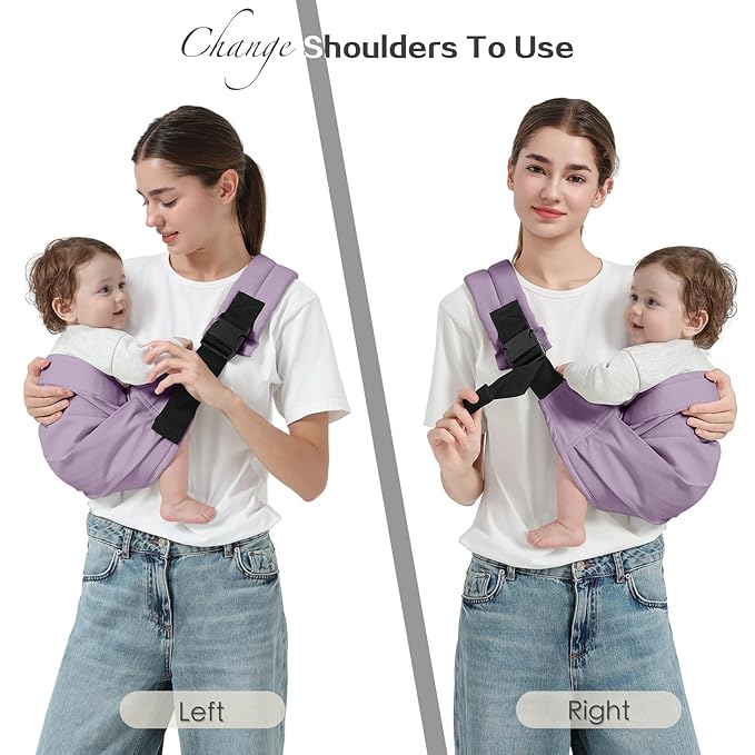 Baby Sling Carrier, Toddler Carrier Sling with Double Safety Buckle and Adjustable Shoulder Strap(7-30lbs), Baby Carriers One Size Fits All, Purple