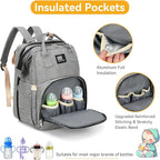 Diaper Bag Backpack with Changing Station – Large Waterproof Baby Bag for Moms & Dads, Pañaleras para Bebe, Multifunctional Diaper Backpack for Baby Girl, Travel Essentials (Gray)