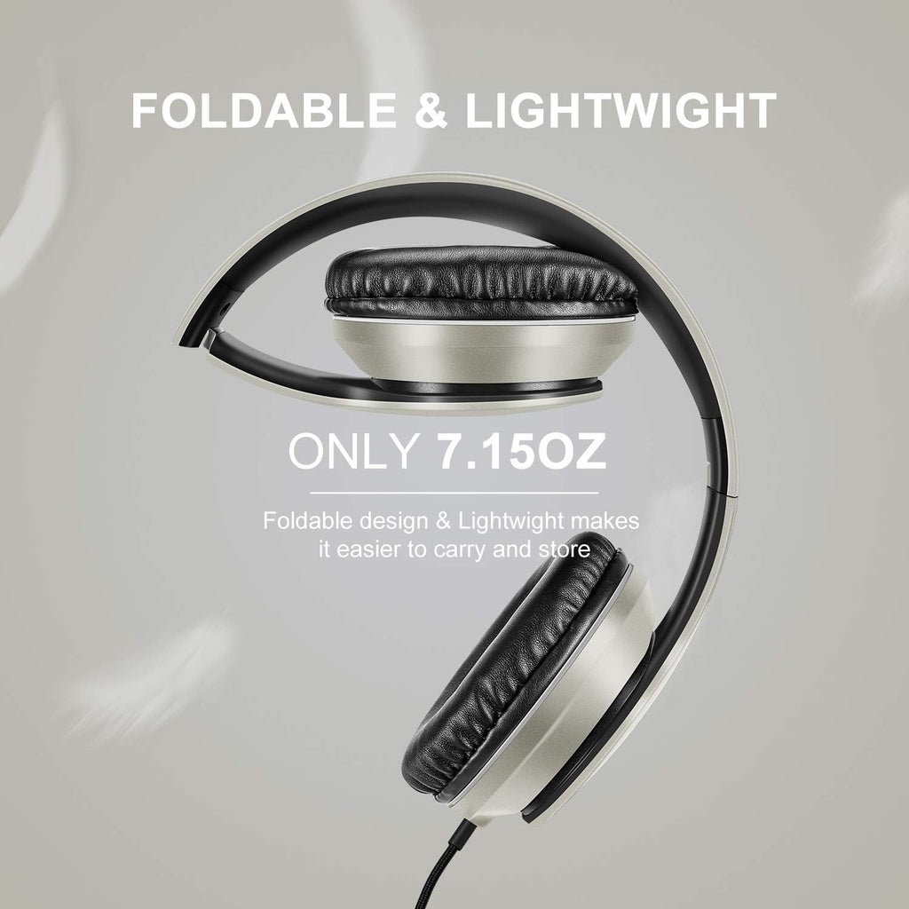 LORELEI X6 Over-Ear Headphones With Microphone, Lightweight Foldable & Portable Stereo Bass With 1.45M No-Tangle, Wired for Smartphone Tablet MP3/4