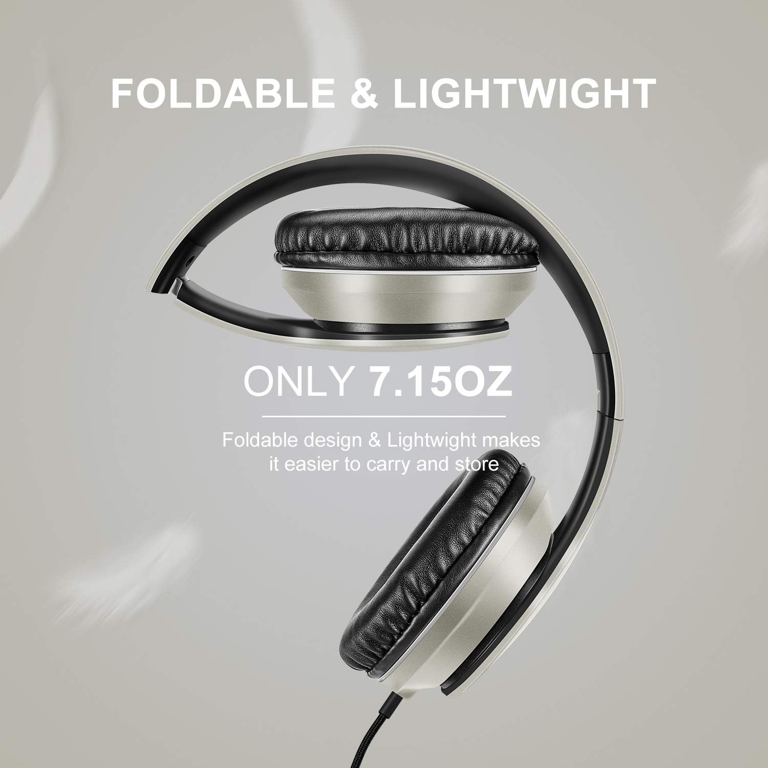 LORELEI X6 Over-Ear Headphones With Microphone, Lightweight Foldable & Portable Stereo Bass With 1.45M No-Tangle, Wired for Smartphone Tablet MP3/4