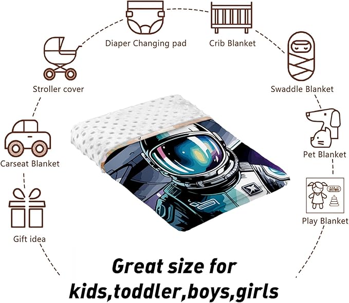 Personalized Baby Crib Bedding Set – Cool Astronaut Theme Nursery Bedding Sets 3 Piece with Custom Name Blanket, Fitted Crib Sheet & Changing Pad Cover – Ideal Newborn Gift for Boys