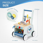 2-in-1 Baby Push Walker - Wooden Push Walker and Tool Toy for Babies - Toddler Learning Activity Walker for Girls Boys 1-3 Years - Educational and Sturdy Construction