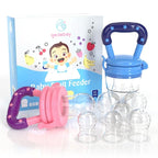 Baby Food Feeder/Fruit Feeder Pacifier Nibbler (2 Pack) - Infant Teething Toys | Silicone Feeder Baby | Mesh teethers for Babies | Baby Feeding Essentials | Frozen Breastmilk Teether (Blue&Pink)