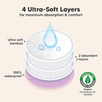 Organic Nursing Pads - 14 Washable Viscose Derived from Bamboo Breastfeeding Pads, Wash Bag, Reusable Breast Pads for Breastfeeding, Nipple Pads for Breastfeeding Essentials (Violet, L 4.8")