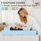 Vegan Leather Changing Pad Cover - 31"X 16" - Waterproof Wipeable, Extra Thick & Portable & Non-Slip Diaper Mat - Fits Standard Changing Tables for Baby Boy Girl (Blue)