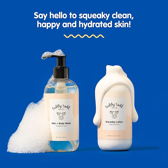 TUBBY TODD Baby Body Wash and Lotion Set - Gentle, Hypoallergenic Skincare for Newborns & Toddlers - 25oz, Lavender Rosemary