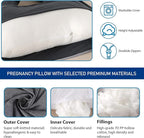 cauzyart Pregnancy Pillows for Sleeping U-Shape Full Body Pillow and Maternity Support - for Back, HIPS, Legs, Belly for Pregnant Women with Removable Washable Cover(Black)