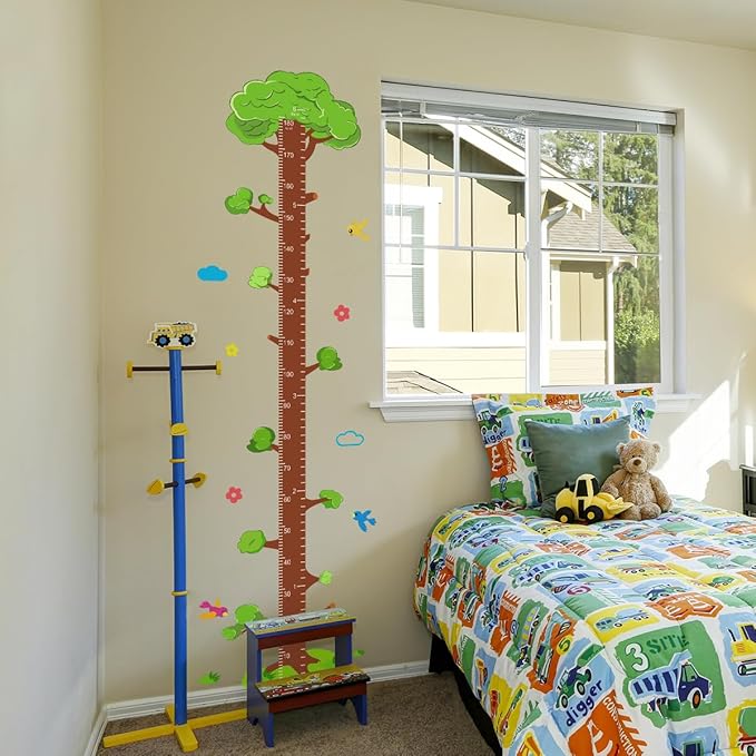 Tree Self-adheve Vinyl Nursery Wall Decal Baby Growth Chart Sticker for Bedroom Play Room