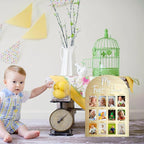 One Year Birthday Wooden Photo Board My First Year Milestone Photo Board 12 Monthly Picture Frame Baby First year Wood Acrylic Sign 1st Birthday Decorations Baby Keepsake Gift (2" x 3" photos - Wallet Size)