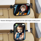 Baby Car Mirror Rear Facing, Safety Adjustable Car Seat Mirror for Baby Extendable Camera Monitor with Hook Clip Design Clear View ShatterProof + 2 Baby on Board Stickers,2 Seat Headrest Hook