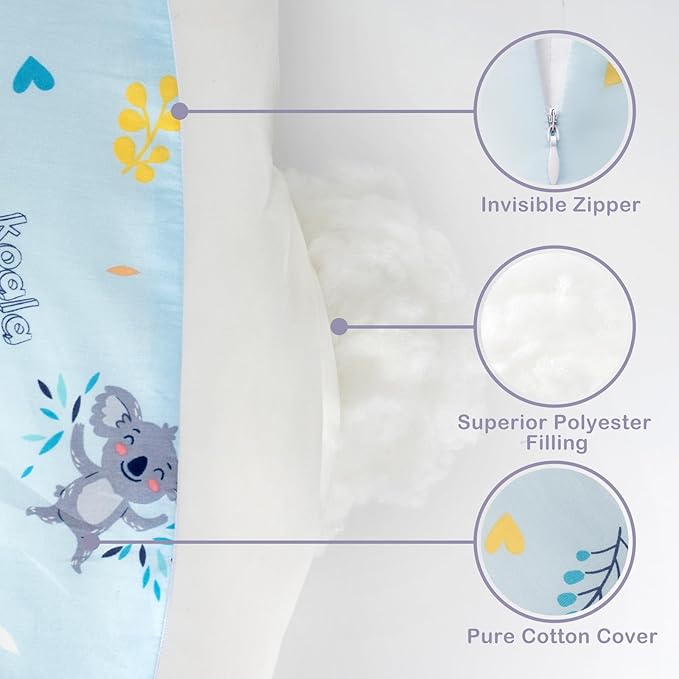 Nursing Pillow for Breastfeeding, Breastfeeding Pillows for More Support for Mom and Baby, with Plus Size Ergonomic Design and Removable Cotton Cover, Blue