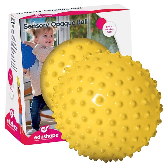 Edushape Original Sensory Ball - 7" Yellow Baby Ball Enhances Gross Motor Skills for Kids 6 Months & Up