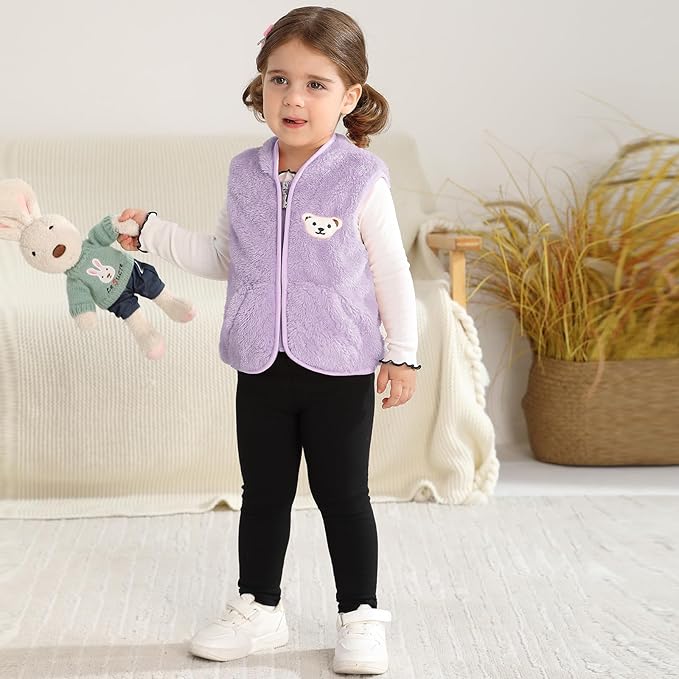 Baby Boys Girls Fleece Vest Zip Up Cute Bear Jackets Fuzzy Fall Winter Warm Clothes Newborn Outwear for Toddler Infant