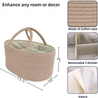 Diaper Caddy Organizer Cotton Rope Baby Basket Nursery Storage and Portable Tote Bag for Car Ideal Baby Shower Gifts and Registry Must-Have for Newborn Essentials Large konjak