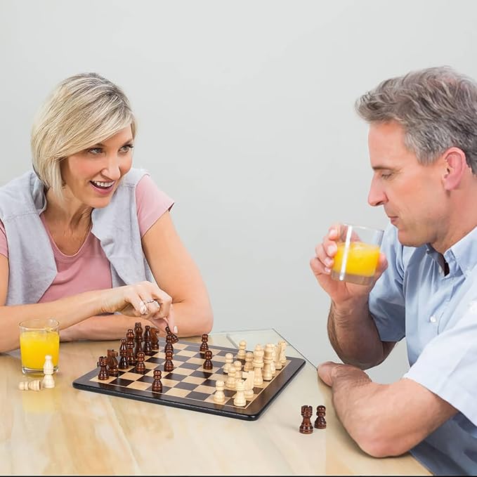 3-in-1 Wooden Chess, Backgammon Set and Checkers Set- 12 Inch Portable Board Game for Kids and Adults, Classic Strategy Game with Durable Chess Pieces Perfect for Travel Family Game Educational Games