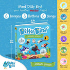 Ditty Bird Animal Songs Book for Toddlers – Interactive Sound Book with Baby Shark & More | Musical Board Book for 1-3 Year Olds | Fun, Realistic Animal Sounds | Sturdy Sensory Book for Baby