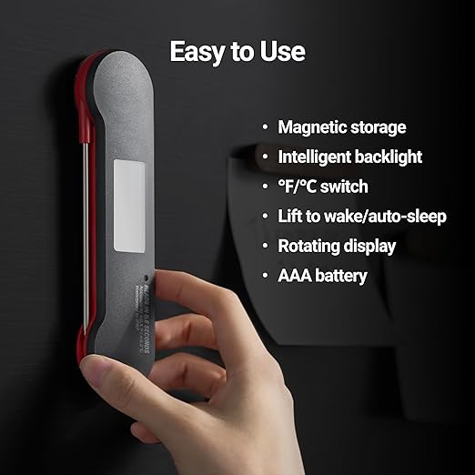 ThermoMaven Professional Meat Thermometer Digital, 0.6 Sec Instant Read, ±0.5℉ NIST Certified Accuracy, 100% Waterproof, Bright Backlit, Temperature Indicator for Grill, BBQ, Smoker