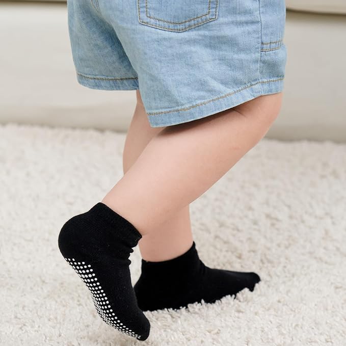 Zaples Baby Non Slip Grip Ankle Socks with Non Skid Soles for Infants Toddlers Kids Boys Girls