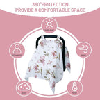 80S Muslin Car Seat Cover for Babies - Soft & Breathable Infant Carrier Canopy, Lightweight Sunshade for Summer, Universal Fit for Baby Boys & Girls