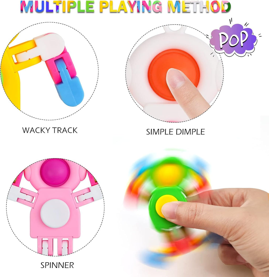 24 Pack Pop Fidget Spinners Bulk, Deformable Astronaut Key Chain Fidget Toys Bulk, Stocking Stuffers Birthday Gifts Party Favors for Kids, Student Gifts Classroom Prizes