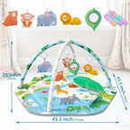Baby Gym Play Mat, 8-in-1 Tummy Time Mat & Activity Gym Mat Ball Pit with Detachable Toys, Washable Infant Play Mat for Visual, Hearing, Sensory, Motor Development, Newborn Baby Toys Gift for Toddler 0-3-6-9-12 Months Easy to Install