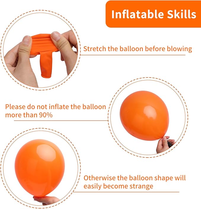 RUBFAC 129pcs Orange Balloons Different Sizes 18/12/10/5 Inches, Burnt Orange Fall Balloon Arch Kit Garland for Halloween Thanksgiving Party Baby Shower Birthday Decoration