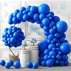 RUBFAC 129pcs Dark Blue Balloons Different Sizes 18 12 10 5 Inch for Garland Arch for Birthday Gender Reveal Baby Shower Graduation Party Decoration