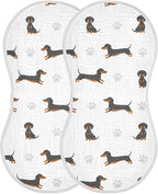 2 Pack Muslin Burp Cloths Dachshund Dogs White Cotton Baby Burp Cloths Ultra Absorbent and Soft Burping Cloth for Newborn Babies Boys Girls 22x11 Inch