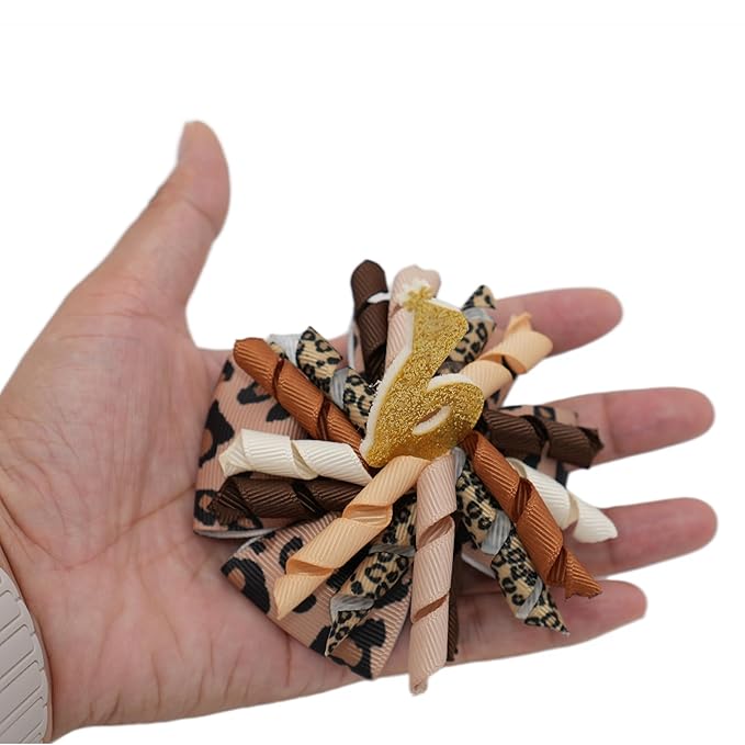 Sixth Birthday Hair Bow for Baby Girls 1 2 3 4 5 6 Years Sprinkle Decorations Party Hair Accessories for Six 6th Birthday Glitter Leopard Print like Cupcake