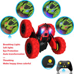Threeking RC Stunt Car Remote Control Cars with Lights Double-Sided Driving Indoor Outdoor Toys Gifts Presents for 6 7 8 9 10 11 12 Year Old Kids Boys Girls