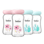 YOHKOH Glass Breast Milk Storage Bottles - 100% Leak-Proof, BPA-Free Breastmilk Storage Containers, Freezer & Dishwasher Safe, Ideal for Nursing Mothers (Multicolor, 5.4oz (Pack of 4))